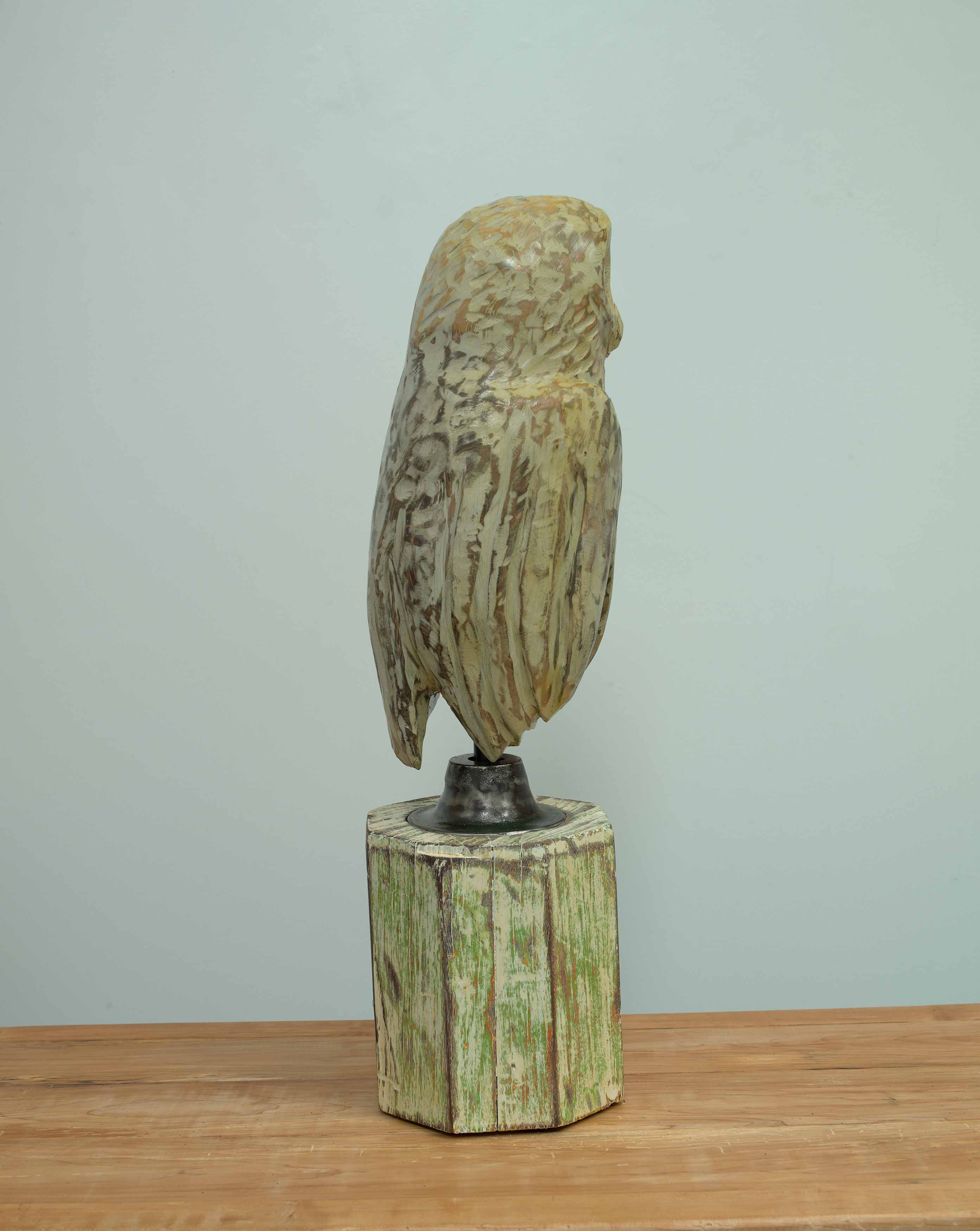 Larry  2025, hemlock, metal, oil paint and architectural column, 28.25 x 8 x 9 inches